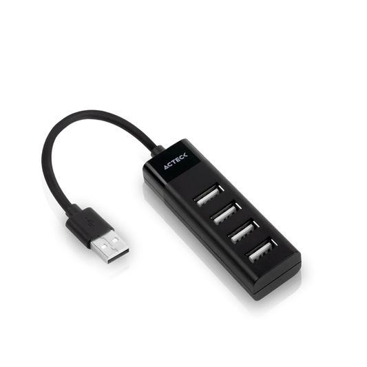 HUB ACTECK PORT X 2 DH420 / USB A / 4 PUERTOS USB 2.0 / 30 CM / NEGRO / AC-934671