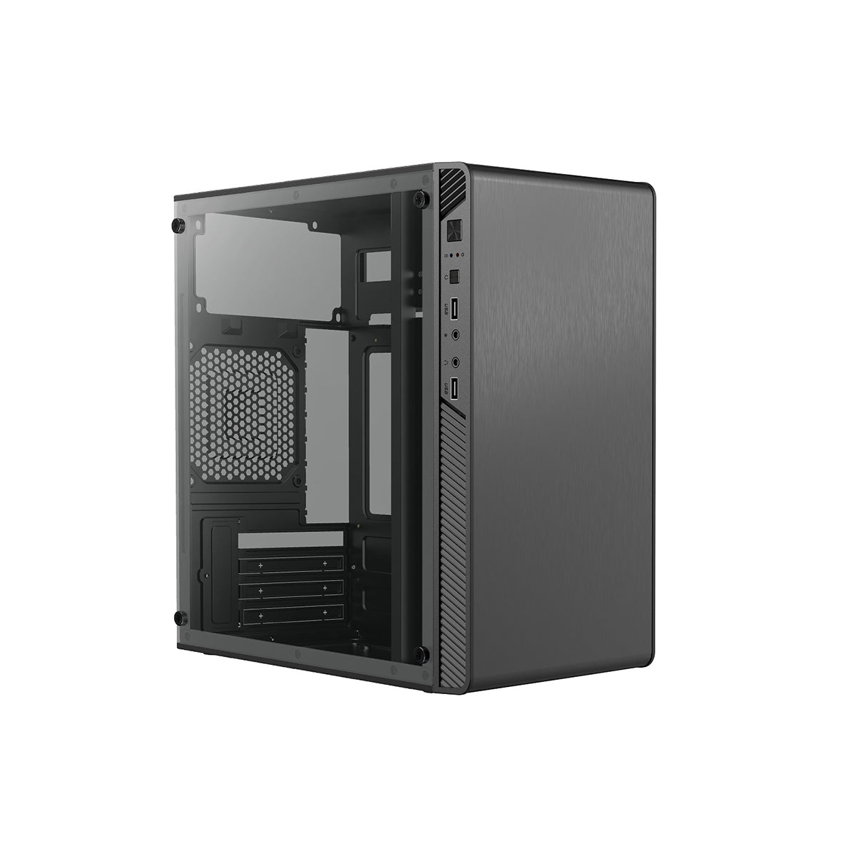 GABINETE ACTECK PERFORMANCE II GI215W, MICRO ATX,FUENTE 500W,2*USB 2.0,ACRILICO,NEGRO