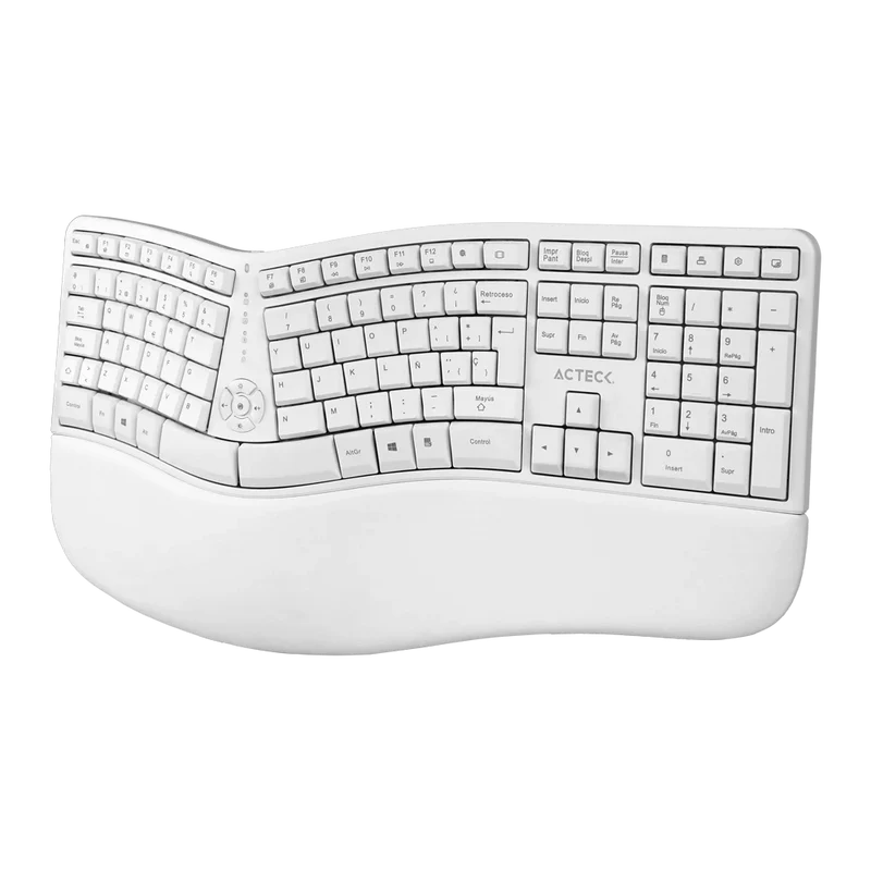 KIT ACTECK CREATOR VIRTUOS FITT MK770 / TECLADO Y MOUSE VERTICAL / INALAMBRICO / USB / MULTIMEDIA / 118 TECLAS / ESPAÑOL / RECARGABLE / 2400 DPI AJUSTABLE/ OPTICO / BLANCO / AC-936255