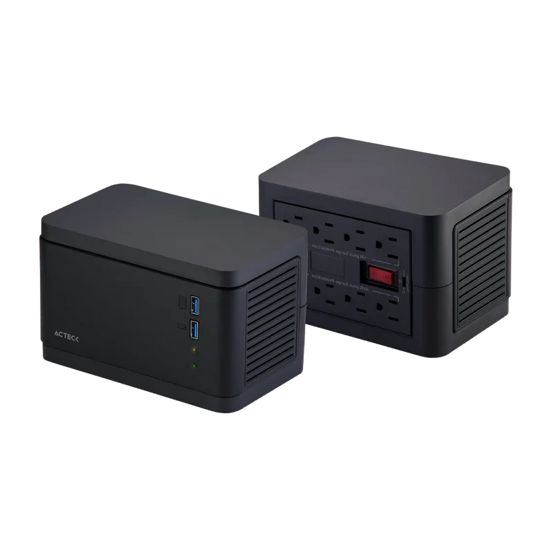 REGULADOR ACTECK ENERTOR PROTECT RV1200 / 1200 VA  - 600 W / PROTECCION DE SOBRECARGA / AVR / 2X USB / INDICADOR LED / 8 TOMACORRIENTE / 175 J / NEGRO / AC-938204