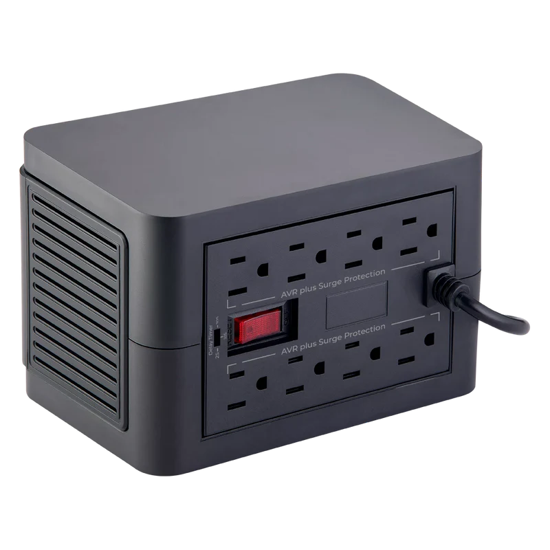 REGULADOR ACTECK ENERTOR PROTECT RV1200 / 1200 VA  - 600 W / PROTECCION DE SOBRECARGA / AVR / 2X USB / INDICADOR LED / 8 TOMACORRIENTE / 175 J / NEGRO / AC-938204