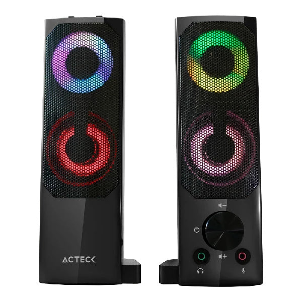 BOCINAS ACTECK ELANT BRICK AS450 / ALAMBRICA / 6 W RMS / USB - 3.5MM / ILUMINACION LED / SONIDO ESTEREO / NEGRO / AC-935258