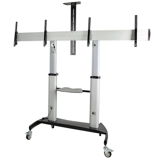 CARRITO PARA DOS TV DE 37 A 60 PULGADAS - HASTA 50KG CADA UNO - SOPORTE VESA MOVIL PARA DOS TV - CON ESTANTES PARA EQUIPOS - SOPORTE CON RUEDAS PARA TV - SOPORTE RODANTE STARTECH.COM - STNDMTVDUO