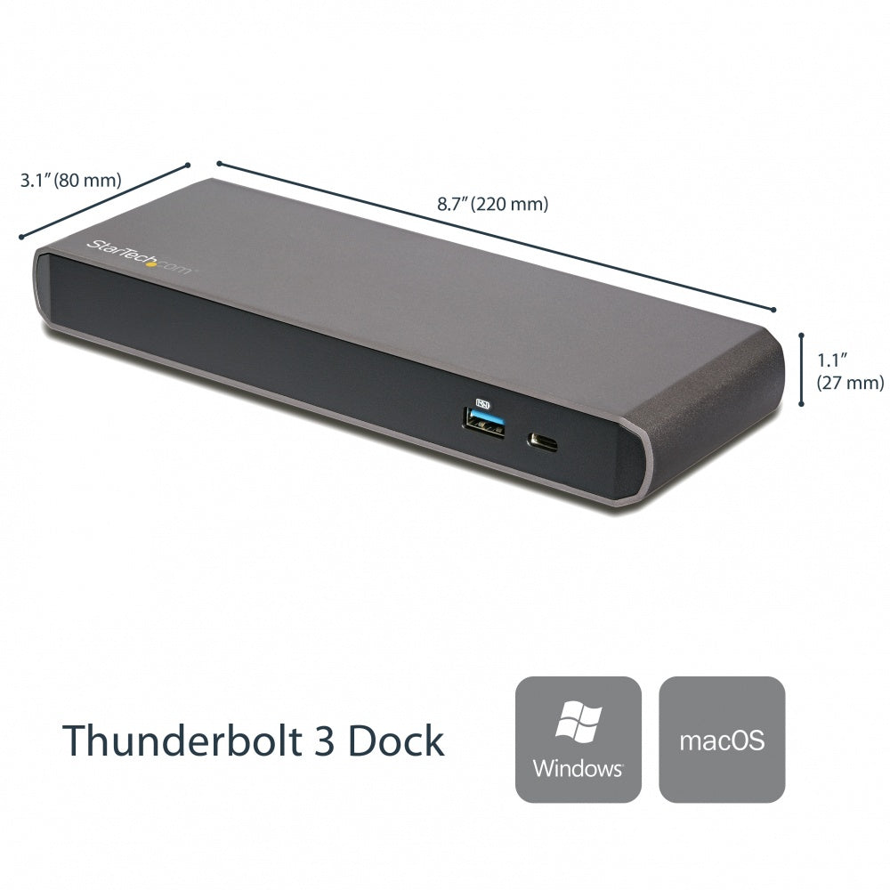 DOCKING STATION THUNDERBOLT 3 CON 2 SALIDAS DE VIDEO 4K PARA LAPTOPS WINDOWS Y MAC - ENTREGA DE POTENCIA PD 85W - STARTECH.COM MOD. TB3DK2DPPD