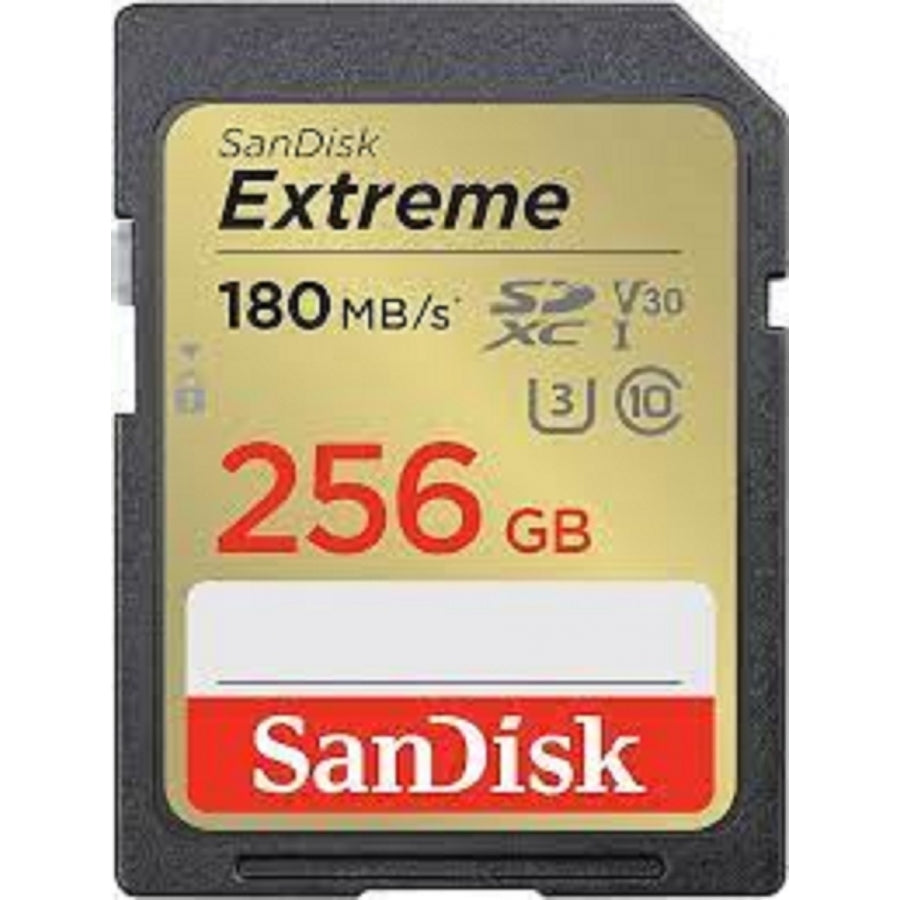MEMORIA SANDISK SDXC 256GB EXTREME 180MB/S 4K CLASE 10 U3 V30 SDSDXVV-256G-GNCIN
