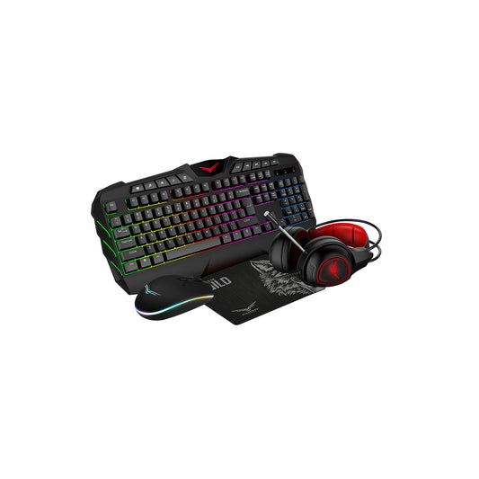 KIT 4 EN 1 NACEB TECLADO,MOUSE,AUDIFONOS,MOUSE PAD,1200 DPI,LED RGB,USB,NEGRO