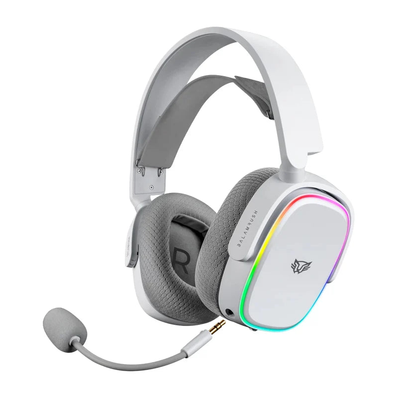 AUDIFONOS GAMER BALAM RUSH AEON HS999 / ALAMBRICA - BLUETOOTH / MICRFONO DESMONTABLE / CABLE 1.8 M / RGB / BATERIA 26 H / WINDOWS, MAC, ANDROID, XBOX, SWITCH , PS4, PS5 NO BT/ BLANCO / BR-936941