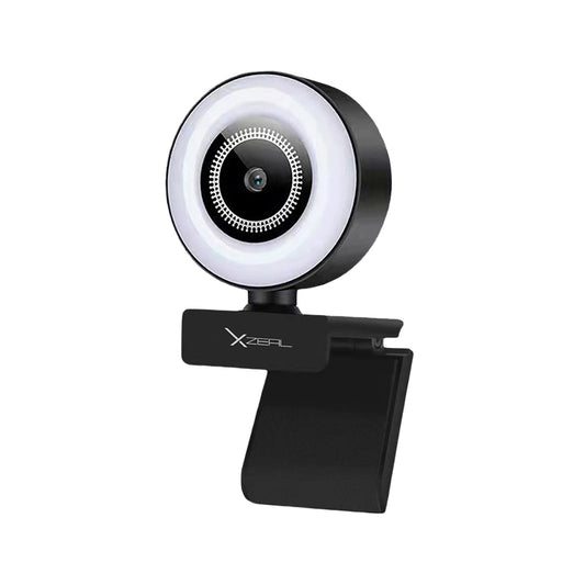 CAMARA WEB XZEAL 2MP, FHD, 30FPS, USB 2.0, TRIPIE, ARO DE LUZ, MICROFONO, NEGRO